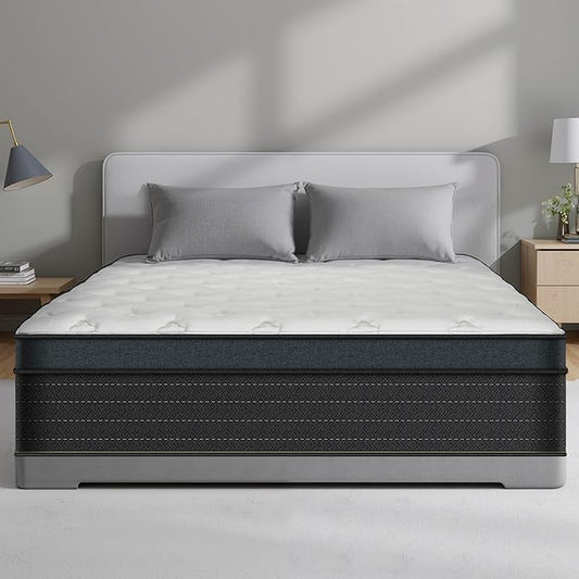 Twin Mattress, 10 Inch Twin Size Mattress in a Box, Hybrid Gel Memory Foam Individual Pocket Springs Matress, Breathable and Fiberglass, Medium Firm Feel, Strong Edge Support, Compact Box Delivery