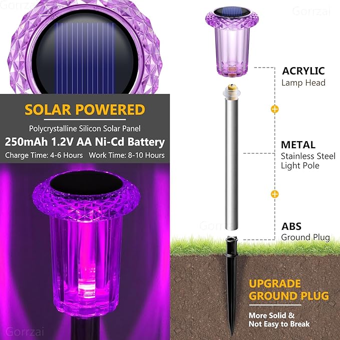 Halloween Solar Lights Outdoor 15 Pack Solar Pathway Lights Outdoor Halloween Decorations Waterproof Yard Lighting for Driveway Garden Walkway Path Landscape Lawn (Purple)