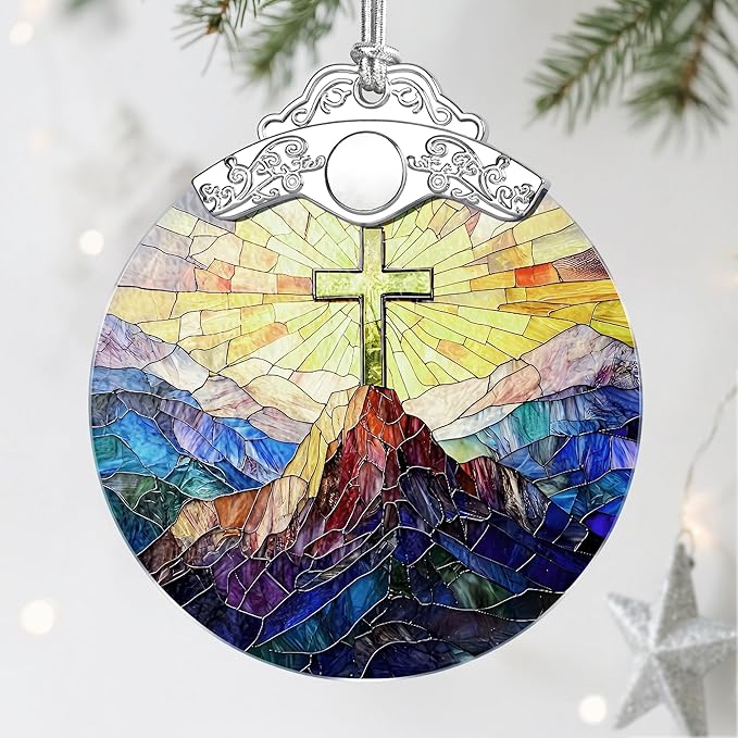 Christian Christmas Decorations - Jesus Home Decor | Cross Christmas Ornaments | Xmas Tree Ornament – Religious Gifts | Christian Gifts | Easter Faith Cross Gift