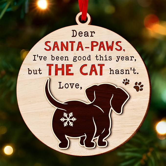 Dachshund Christmas Ornament - Festive Dog Ornaments for Christmas Tree, Uniquely Crafted Dog Lover Ornament, Ideal Dachshund Gifts Enthusiasts, Weiner Themed Ornaments