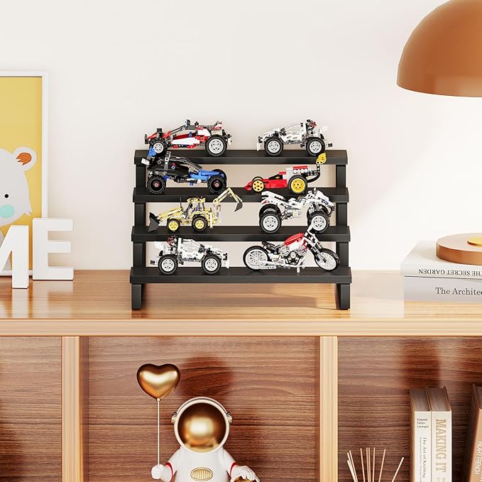 Giikin 4 Tier Display Stand Riser, Wooden Display Stand Perfume Organizer Stand Cupcake Stand Holder, Tiered Display Stand Risers Display Shelf for Home and Shop, Black