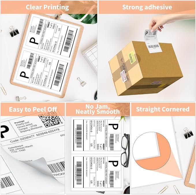 Half Sheet Self Adhesive Shipping Labels, 8.5" x 5.5" Address Labels Laser/Ink Jet White Blank Shipping Labels (2000 Sheets/4000)