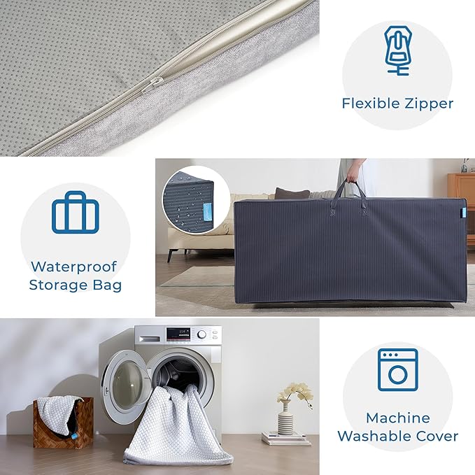 Odorless Foldable Mattress Queen 80" x 60" x 4", 4 Inch Folding Foam Mattress with Storage Bag, Trifold Memory Foam Mattress for RV, Guest Bed