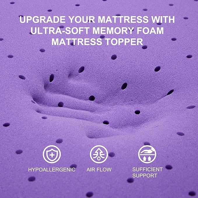 SINWEEK 1.5 Inch Gel Memory Foam Mattress Topper Ventilated Soft Pressure Relieve Mattress Pad, Breathable Bed Topper, CertiPUR-US Certified, Twin Size