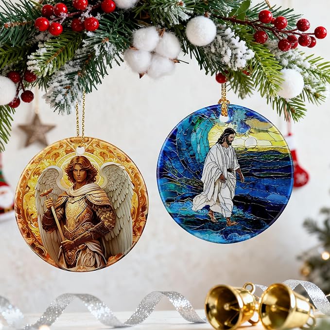 Archangel Michael Ornament | Christmas Ornaments, Christmas Tree Decorations, Holiday Hanging Decor, Warrior Angel Decor | Religious Gifts, Christian Gifts | Faithful Gift, Spiritual Guardian Gift
