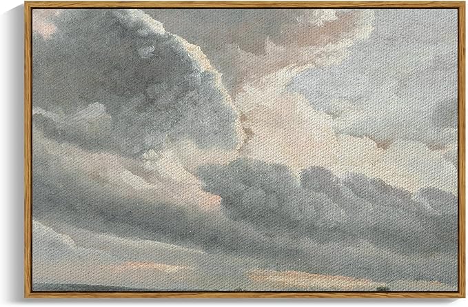 InSimSea Framed Canvas Wall Art, Landscape Wall Art, Study of Clouds Painting, Modern Farmhouse Decor, Rustic Wall Decor for Living Room, Bedroom, Office, 24"x36"