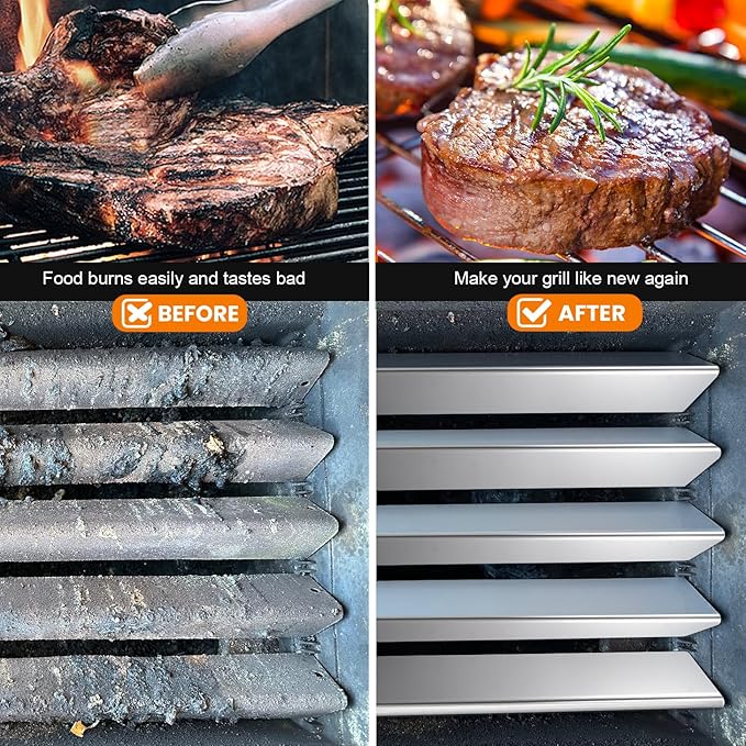 GGC 22.5" Flavorizer Bars for Weber 7536, 7537, Spirit 300 Series, E-310, E-320, S-310, S-320 Grills with Side-Controls, Spirit 700, Genesis Silver B/C, Gold B/C, Weber 900(5-Pack)(22.5"x2.3"x2.3")