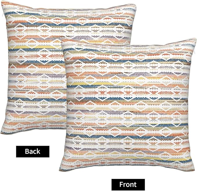 Colorful Boho Geometric Abstract Striped Throw Pillow Covers 18x18 Inch Set of 2 Modern Bohemia Decor Pillows Cover Farmhouse Cushion Case of Sofa Living Room Bedroom