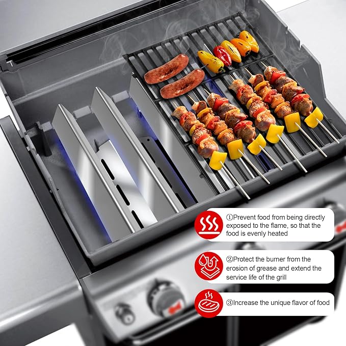 GGC Flavorizer Bars and Heat Deflectors for Weber Genesis 300 Series Genesis E310 E320 E330 S310 S320 S330 EP-310 EP-320 EP-330, Porcelain-enameled Flavor Bar Replacement for Weber 7620 7621