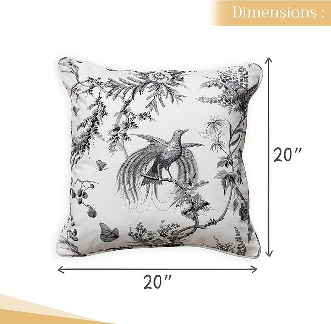 Maison d' Hermine Decorative Pillow Covers 20x20 Inch Square 100% Cotton Throw Pillow Covers with Invisible Zipper for Living Room Couch, Chair, Sofas, Bedroom, Home (Paradise - Mid Night)