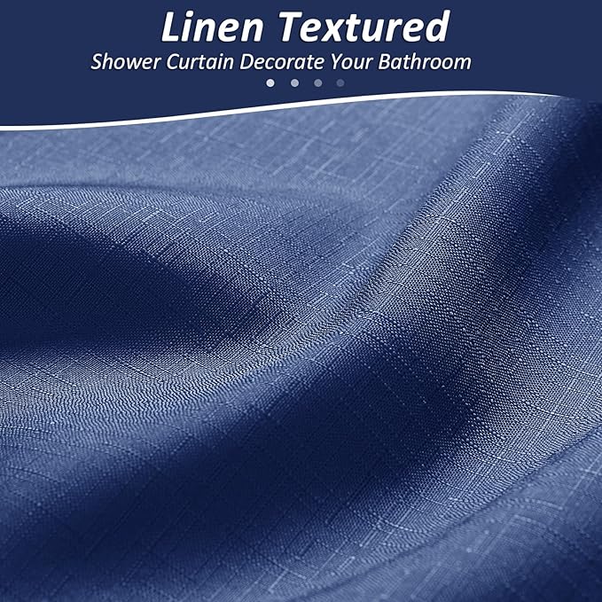 Navy Blue and White Shower Curtains for Bathroom, Ombre Indigo Royal Light Blue Cloth Fabric Shower Curtain Set with 12 Hooks Royal Indigo Bathroom Decor 72 x 72