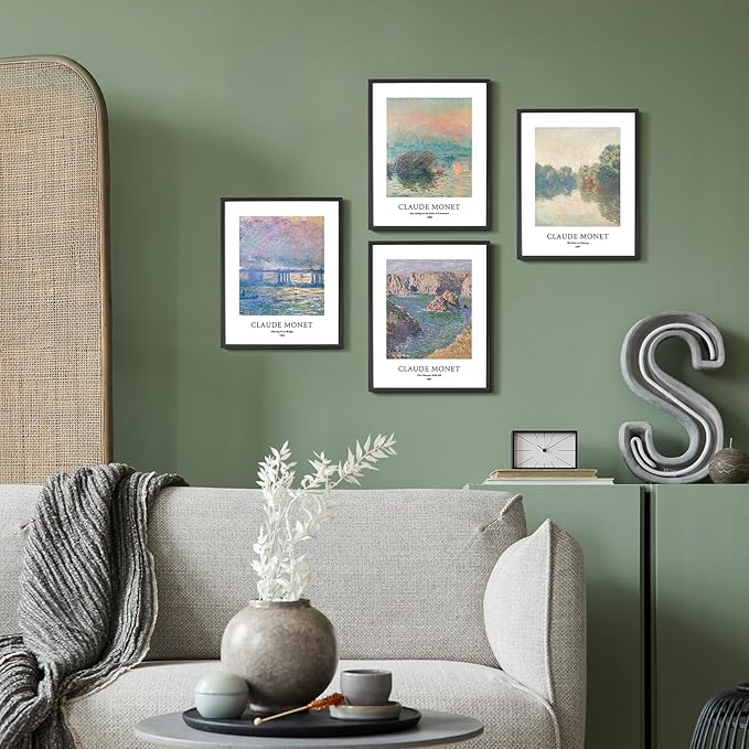 EVOLE HOME Claude Monet Art Prints, Set of 4 Wall Art, Unframed 8x10 Art Prints, Giclée Prints, Impressionism Art Poster for Home Decor, Office Wall Decor, Gift for Men, Women