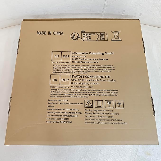 Maxstar Wall Clock Battery Operated,Silent Non-Ticking Modern Rustic Metal Round Clocks Small for Living Room/Bedroom/Office/Kitchen/Farmhouse Home Decor-14 Inch(Yellow-Wood)