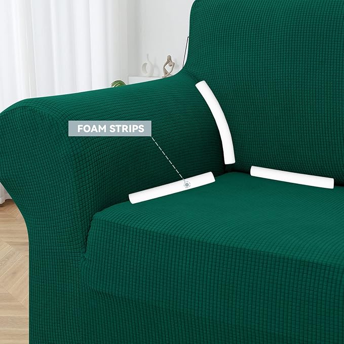 LURKA Stretch Oversized Sofa Slipcovers 1 Piece Couch Covers for 3 Cushion Couch Sofa Furniture Protector Full Sofa Covers with Elastic Bottom for Kids and Pet (Dark Green, X-Large)