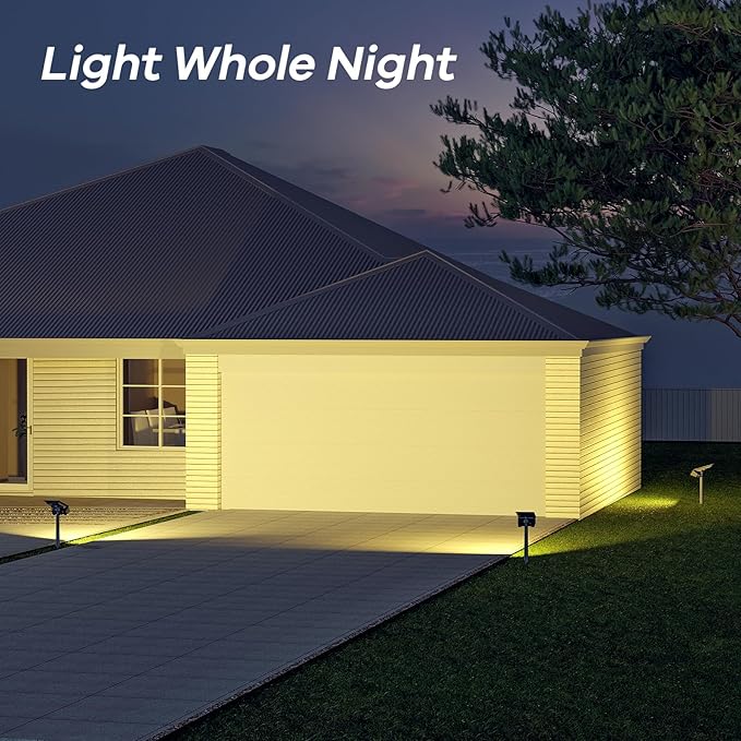 Consciot Warm White Solar Spot Lights Outdoor,Dusk-to-Dawn 600LM 360°Adjustable Solar Landscape Spotlights with IP65 Waterproof Solar Lights Outdoor,3 Brightness for Garden Yard Doorway Lawn, 4 Pack