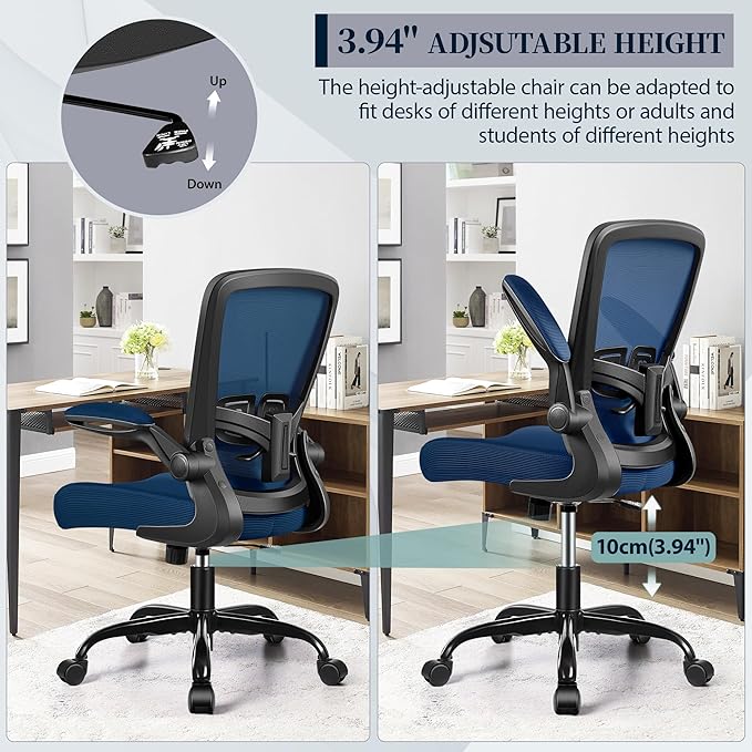 FelixKing Office Chair, Ergonomic Desk Chair with Adjustable Height and Lumbar Support Swivel Desk Computer Chair with Flip up Armrests for Conference Room (Navy)