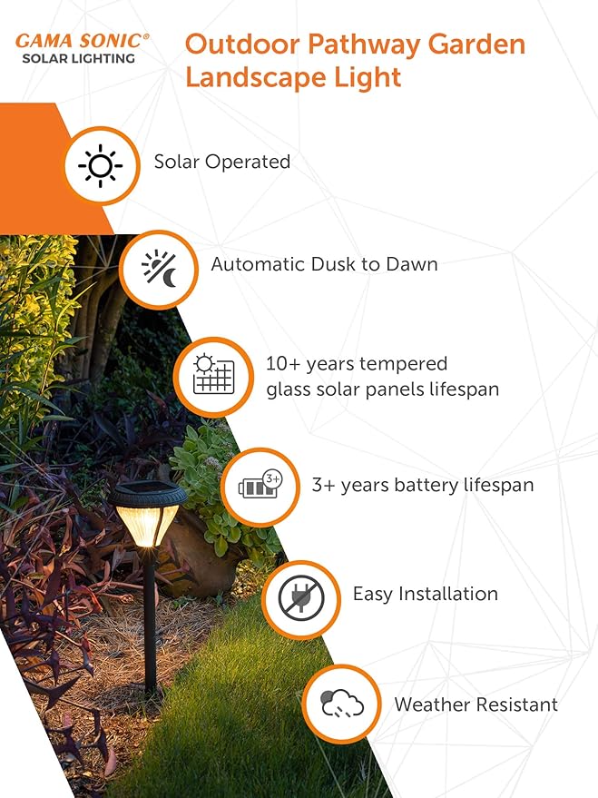 Gama Sonic Premier Outdoor Pathway Garden Landscape Light with 2 Color LEDs, Warm White and Bright White, Black, Heavy Duty Cast Aluminum, 50 Lumens, 2-Pack (239002)