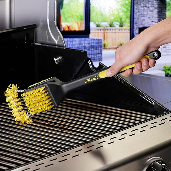 Mr. Bar-B-Q Triple Action Grill Brush Powered by Scrub Daddy