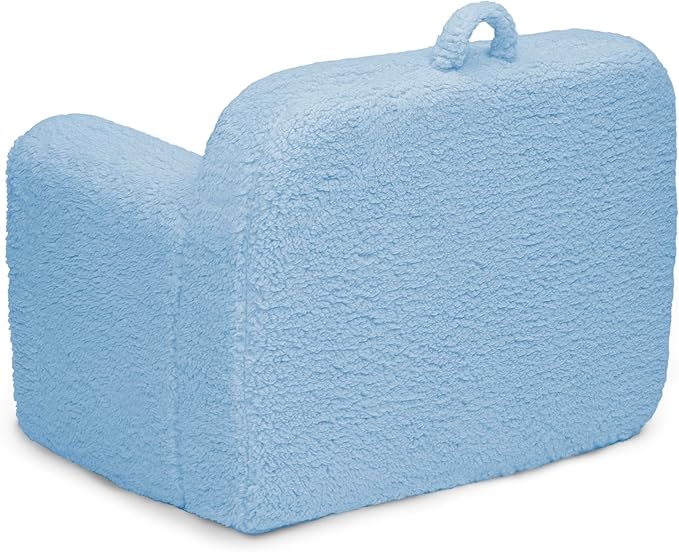 Delta Children Sherpa Cozee Chair - Foam Kids Chair for Ages 18 Months and Up, Powder Blue