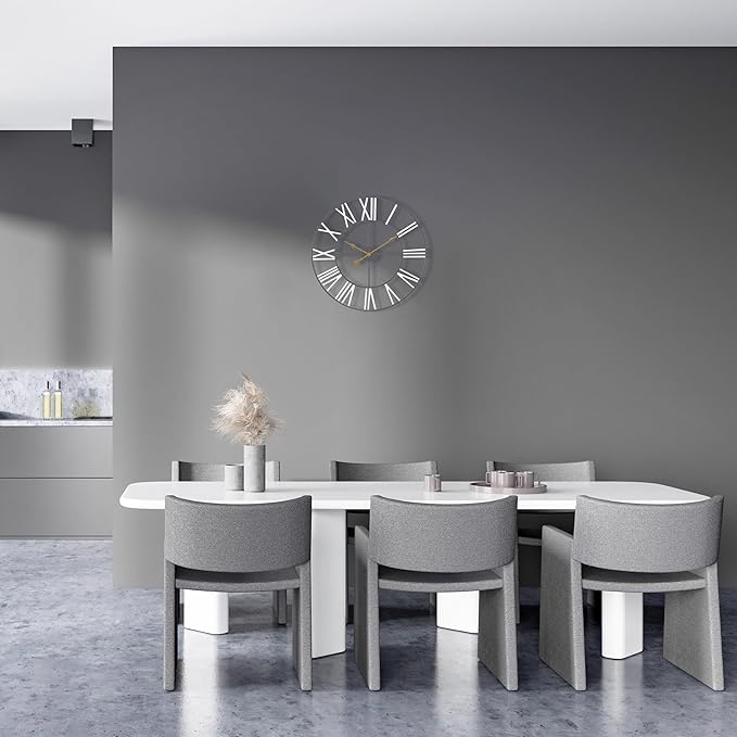 Sorbus Large Wall Clock for Living Room Decor – Easy to Hang 12-Inch Big Wall Clock – Metal Wall Art for Kitchen, Bedroom, Home, Office – Analog Decorative Wall Clock (White)