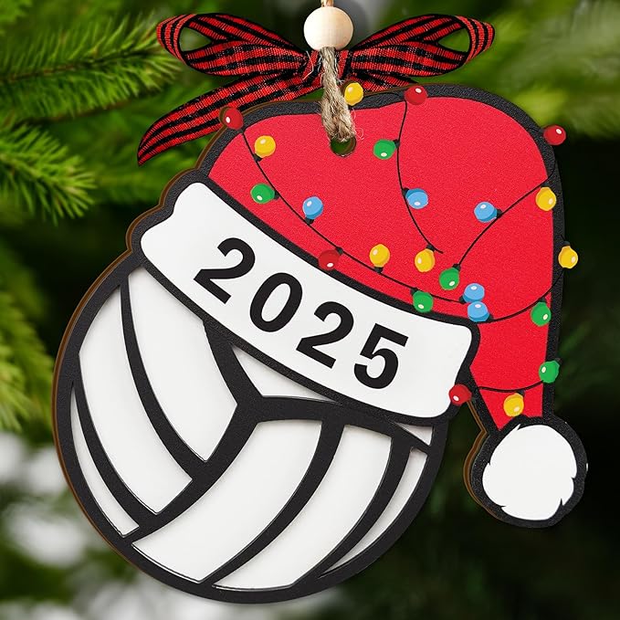 Volleyball Ornament 2025-2 Layer Volleyball Christmas Ornament for Players - Volleyball Gifts for Teen Girls - Sports Ornaments - Teen Girl Ornaments for Christmas Tree - Coach Gift