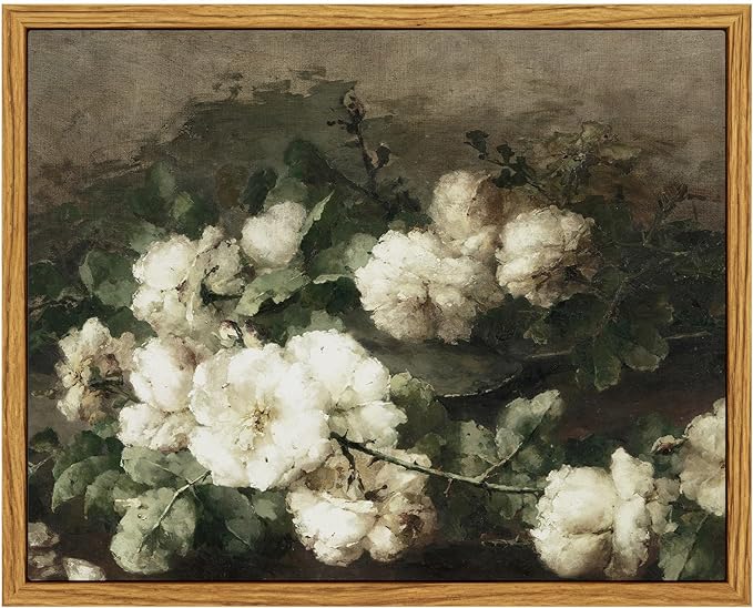 InSimSea Framed Canvas Wall Art, Vintage Flower Pictures For Bedroom, Living Room, Bathroom Desk, Office Decor, 20x25cm(7.9x9.8in) Samll for