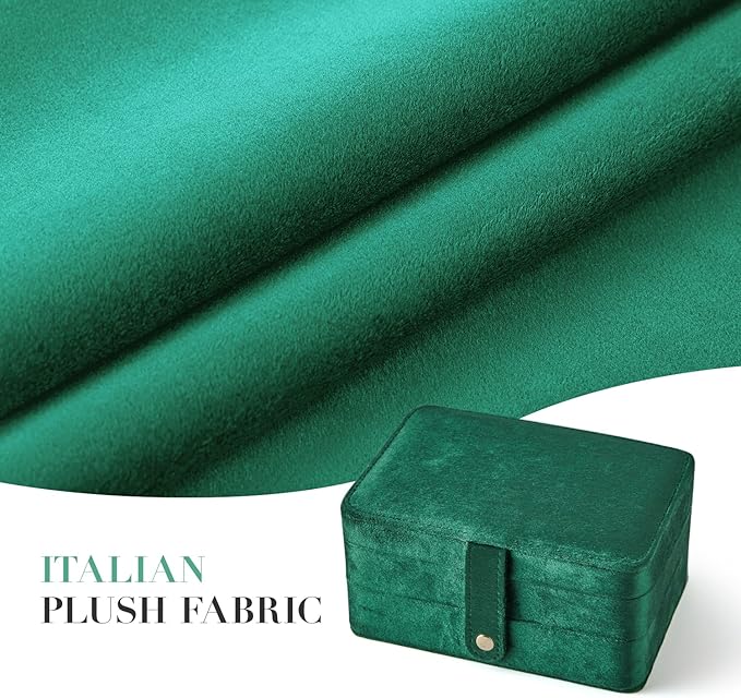 Velvet Small Jewelry Box for Women Girls, Double Layers Travel Portable Jewelry Case for Ring, Pendant, Earring, Necklace, Bracelet Organizer Storage Holder Boxes, Green