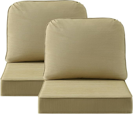Outdoor Cushions for Patio Furniture Set of 2, 24"x24" Water Repellent Chair Cushions Removable Seat Bottom & Back Cushion Covers for Chair, Sofa, Couch, Warm Taupe