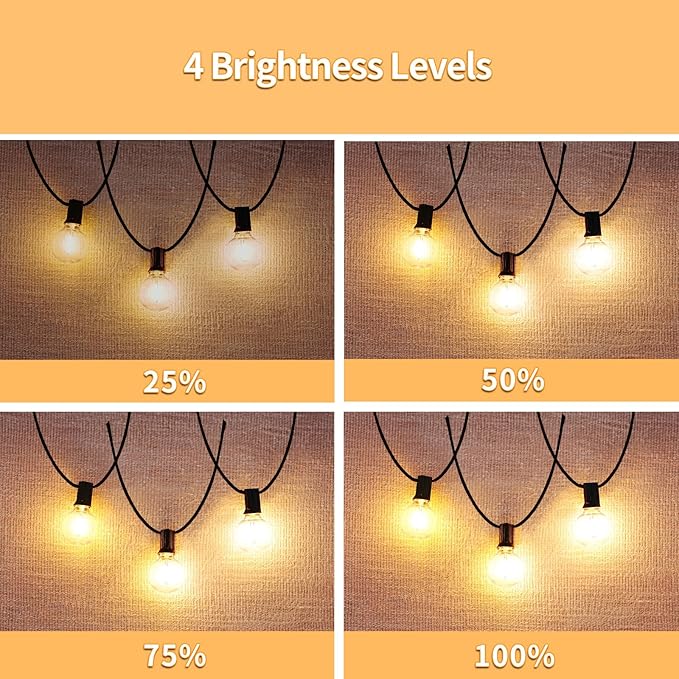 50ft LED String Lights with Remote, 25+1Bulbs Dimmable Patio Lights Outdoor, 24V Waterproof Plug, G40 Hanging Light for Outside Deck Garden Backyard Porch Party Decor