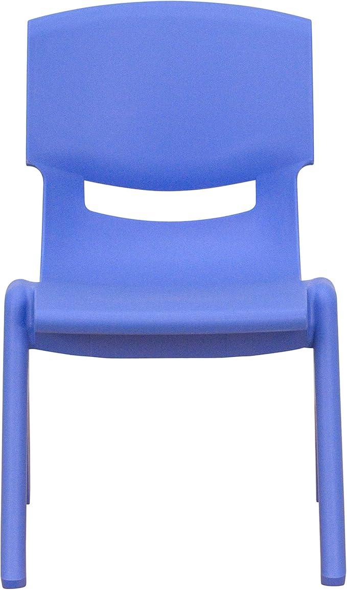 EMMA + OLIVER 2 Pack Blue Plastic Stackable School Chair with 10.5" H Seat, Preschool Chair