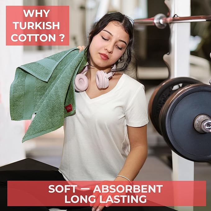 TEXTILOM 100% Turkish Cotton 2 Pcs Bath Towel Set, Luxury Bath Towels for Bathroom, Soft & Absorbent Hotel Quality Bathroom Towels Set (27 x 54 inches)- Green