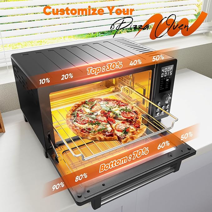 Nuwave Bravo Pro Convection Air Fryer Toaster Oven Combo, 2025 New and Improved, 10-in-1, 50°-450°F Temp Controls, Quick & Even Crisp Technology, 21Qt Capacity, Black, PFAS Free