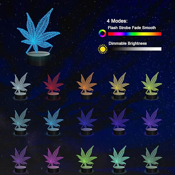 3D Leaf LED Light 16 Color Changing Table Light Night Light with Remote Control 16 Colors Changing Table Desk Bedroom Decor Optical Home Room Store Decoration
