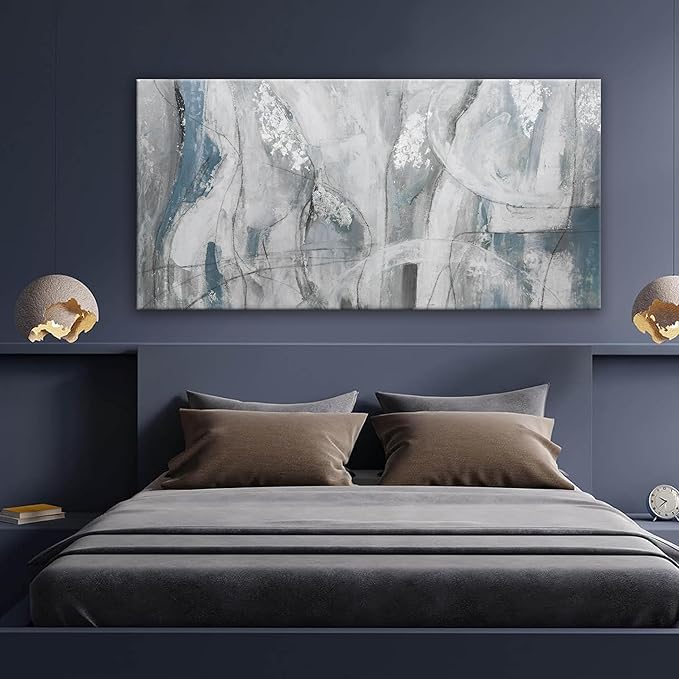 Abstract Wall Art For Living Room Canvas Art Wall Decor Blue Eclectic Decor Modern Canvas Wall Prints Abstract Wall Decor Suitable For Bedroom Apartment Office Dining Room Can Be Hung 24" X 48"