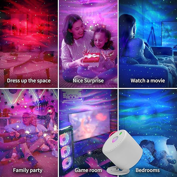 Galaxy Projector, Star Projector with Timer and Remote Control, Adjustable Color, Brightness, and Movement Speed, for Adults, Bedrooms, and Living Rooms Night Light Projector.