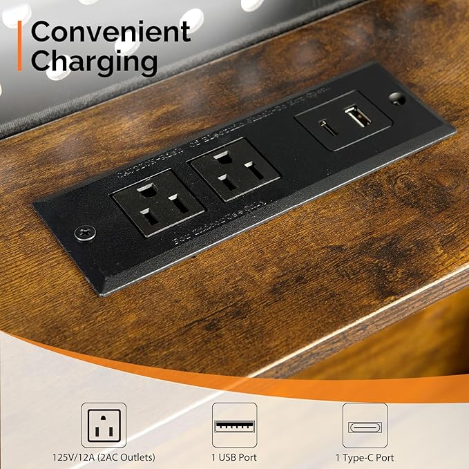 VINGLI Full Size Floating Bed Frame with Headboard, LED Lights & Charging Station, Cozy Velvet Upholstered Headboard, Hidden Storage, Heavy Duty Metal Frame, No Box Spring Needed, Easy Assembly, Black