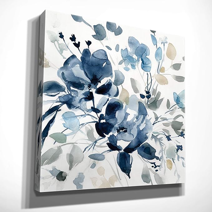 Wexford Home Indigo Garden II Gallery Wrapped Canvas Wall Art, 32x32,