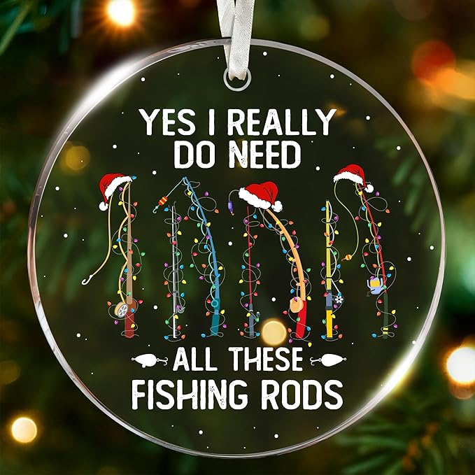 Fishing Ornaments for Christmas Tree - Unique Fisherman Gifts for Men, Funny and Unique Fishing Gift for Men and Boys, Fisherman Gift