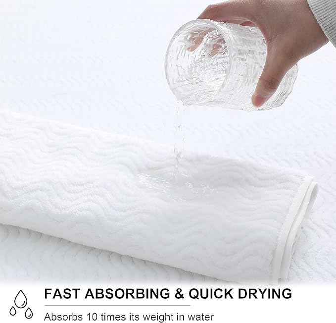 Ultra Soft 8 Piece Textured Bath Towel Set for Bathroom Shower Pool, Kitchen, Quick Dry, Lightweight Highly Absorbent - 2 Oversized Bath Towel Sheets, 2 Hand Towels, 4 Washcloths - White