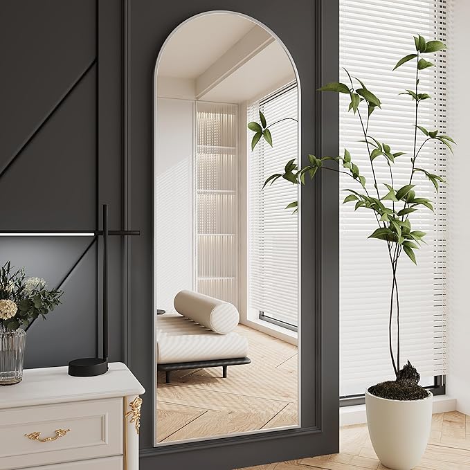 Arched Full Length Mirror,65"x24"Floor Mirror,espejos Grandes para sala Elegantes,Silver Mirror Full Length,Body Mirrors for Bedroom(Silver)