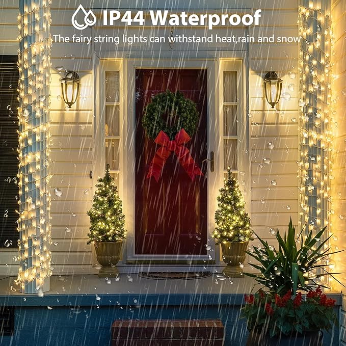 Connectable 240LED 88Ft 13Modes String Lights Indoor Outdoor Clear Wire | Warm White Christmas Lights | Twinkle Fairy Light Plug in with Timer for Bedroom Classroom Tree Decor