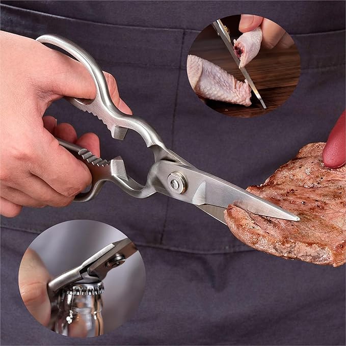 Kitchen Knife Set, 7 Pieces German Stainless Steel Knives Set for Kitchen with Acacia Wood Block, Kitchen Scissors, Box Packed, Elegant Black