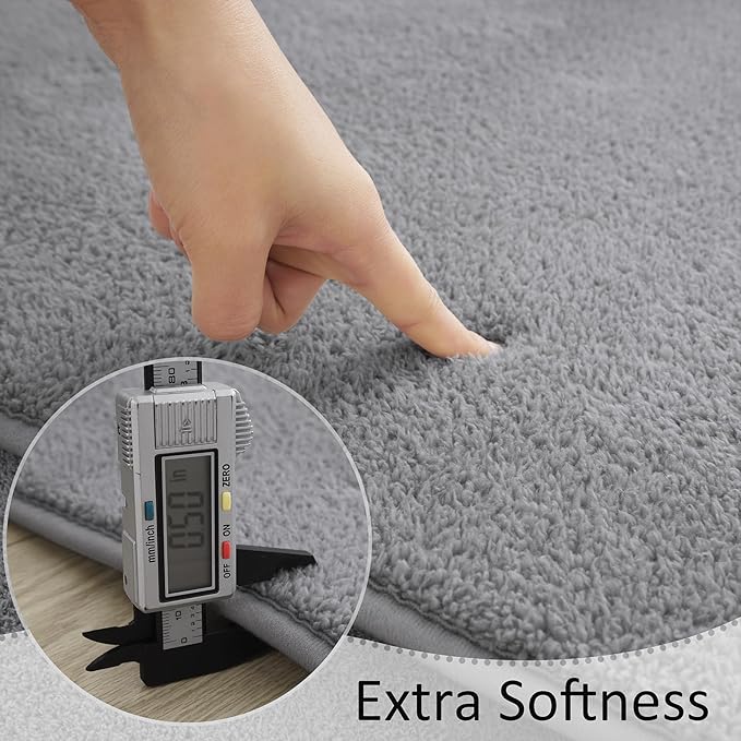 Soft Runner Rugs for Bedroom 2x6, Non Slip Runners for Hallway Kitchen Laundry Dorm Washable, Minimalist Low Pile Long Rugs for Boys Men Girls Kids, Grey