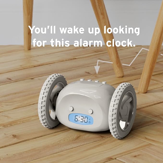 CLOCKY Extra Loud Alarm Clock for Heavy Sleepers on Wheels Rolls Runs Away Vibrating, Easy to Set Super Smart Snooze Digital Bed Shaker Alarm Clock Funny Gift for Adults Kids Teens Bedrooms (Mist)