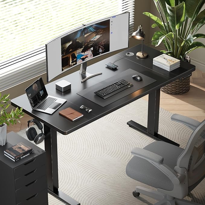 SIAGO Electric Standing Desk Adjustable - 48 x 24 Inch Sit Stand up Desk with Cable Management - 3 Memory Preset Adjustable Height Table
