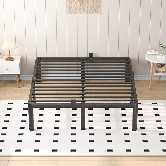 20 Inch King Heavy Duty 3500 lbs Bed Frame with Round-Corner Legs & Anti-Squeak Design – Quick Assembly Metal Platform, No Box Spring Needed