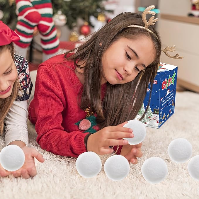 300 Pack Fake Snow Balls, Soft Artificial Snow Balls for Kids, Plush Indoor Snow Ball Fight Set for Multiplayer Outdoor Winter Parent-Child Throwing Game Home Christmas Party Decorations Present