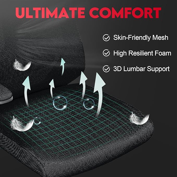 Ergonomic Office Chair - Comfy Desk Chairs with Wheels and Arms, 400LB Heavy Duty Mesh Computer Chairs with Comfortable Lumbar Back Support for Home Office, Study, Bedroom and College Dorm