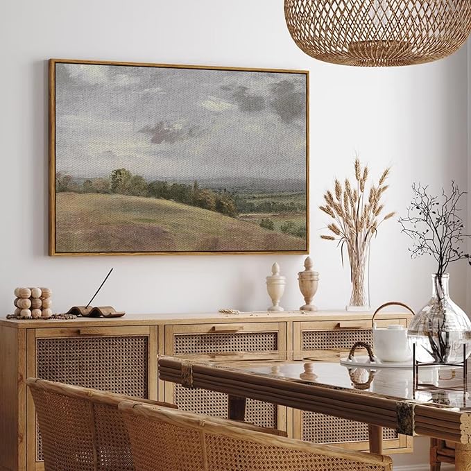 InSimSea Framed Canvas Wall Art Vintage Decor, WildField Landscape Painting Wall Decor, Modern Farmhouse, Rustic Wall Art for Living Room Bedroom, French Country Decoration, 24"x36"