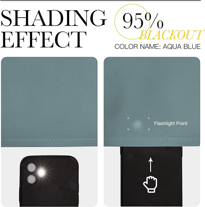 NICETOWN Modern Blackout Curtains Noise Reducing, Thermal Insulated and Privacy Room Darkening Drape Panels for Boy's Guest Room Door Small Short Window (Greyish Blue, 2 Panels, W42 x L68 -Inch)